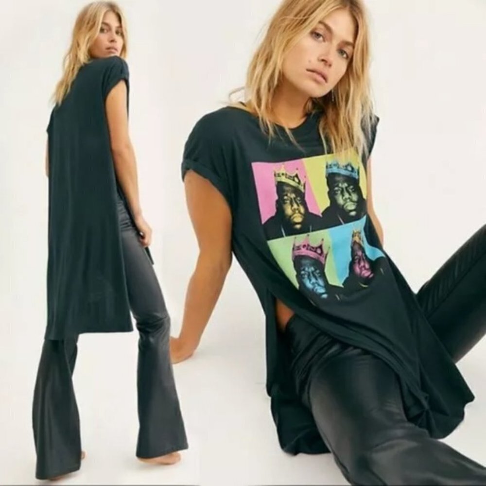 Daydreamer X Free People Notorious BIG Slit High Low Tshirt Dress